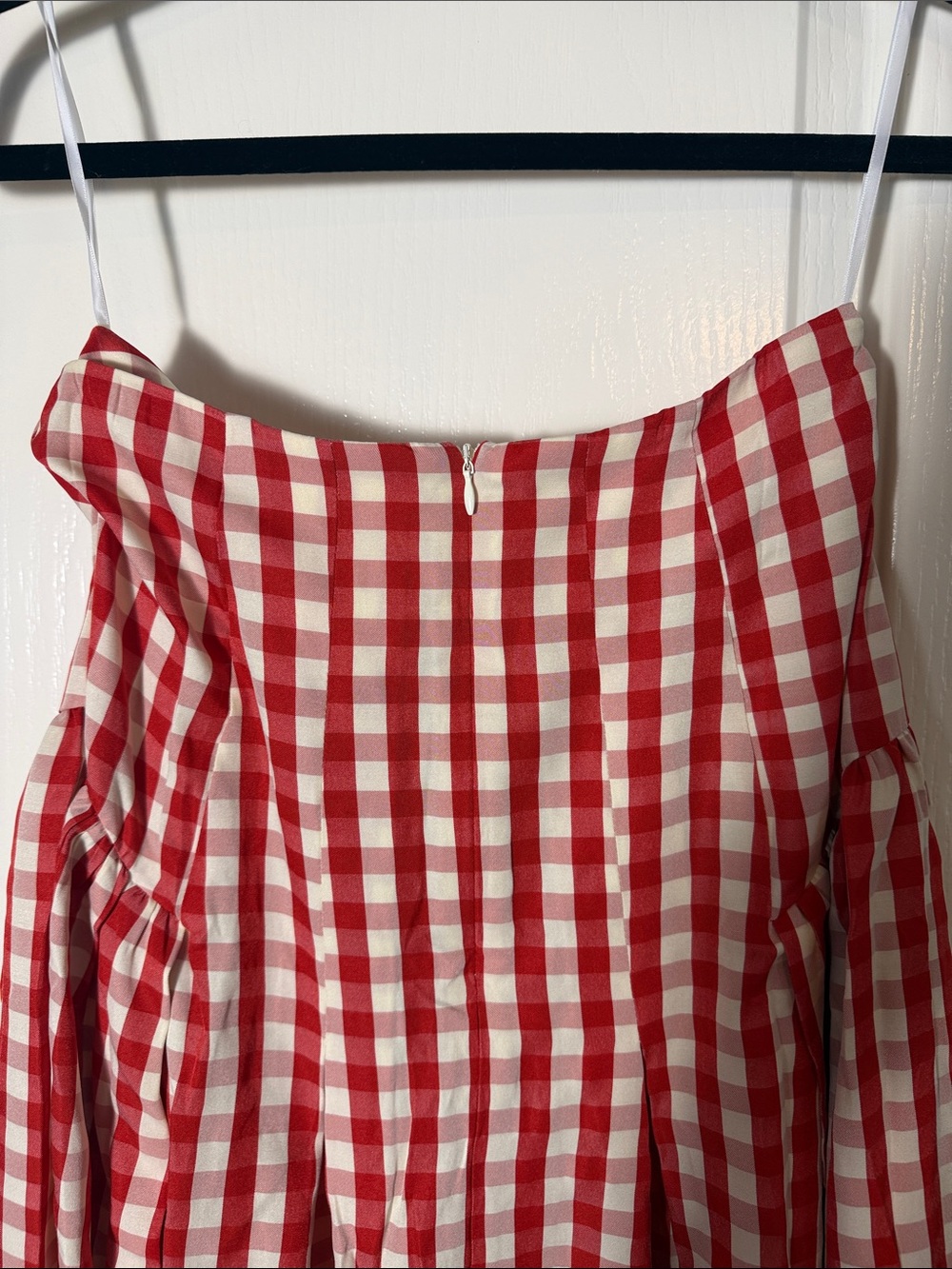 COMMENSE Red Gingham High-Waisted Pleated Midi Skirt - Picture 6 of 6